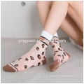 Heißer Verkauf Großhandel Gemütliche Damen Leopard Sheer Crew Socken Frauen Sommer Transparente Seidensocken